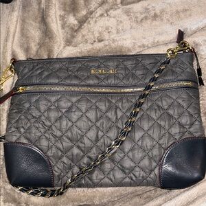 MZ Wallace Gray and Black Quilted Shoulder Bag